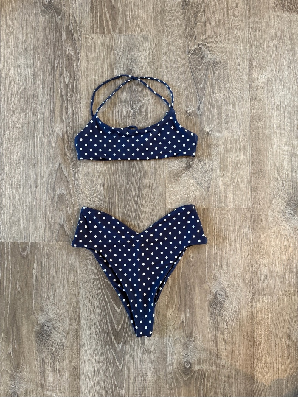 Skatie Navy and White Polka Dot Two-Piece Bikini